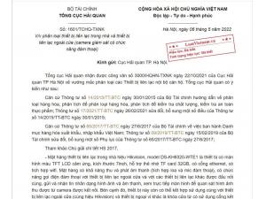 Công văn 1601/TCHQ-TXNK: Hướng dẫn phân loại mã HS thiết bị chuông cửa có camera và đàm thoại