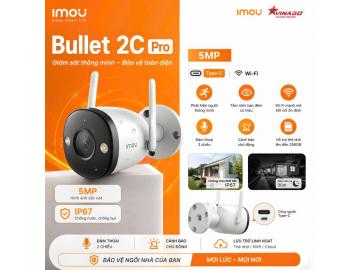 Imou Bullet 2C PRO 5MP chuẩn 3K - Phát hiện người - Phương tiện, đèn cảnh báo xanh đỏ