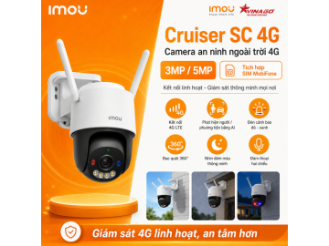 Imou Cruiser SC 4G 3MP - IPC-K7F-3M1T-X - Sim Mobifone Tích hợp, Có đèn cảnh báo xanh đỏ, quan sát màu đêm.