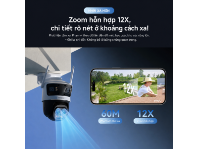 IMOU Cruiser Pano Z 13M ( 4MP + 4MP + 5MP) - IPC-S76DP-13M0N - Camera siêu zoom 12X & Góc Rộng 4 Ống kính