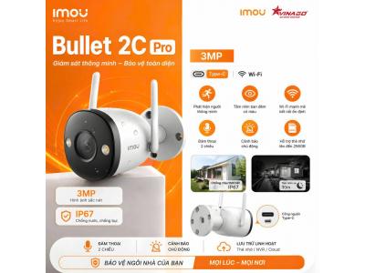 Imou Bullet 2C PRO 3MP chuẩn 2K - Phát hiện người - Phương tiện, đèn cảnh báo xanh đỏ