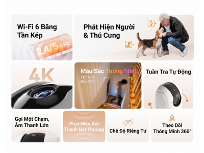 IMOU Ranger 2C PRO 8MP - IPC-TA82P-PRO - Ghi hình 4K, Có màu ban đêm, Quay quét 360, Wifi 2 băng tần