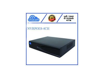 Đầu ghi hình Vitacam NVRPOE8 4CH có 4 kênh POE và 1 kênh IP, ST 5Mpx playback H265