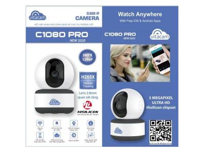 VITACAM C1080 Pro - 3.0Mpx Full 1296P - Lens 2.8mm góc quan sát siêu rộng. Công nghệ AI, xoay 360 độ.